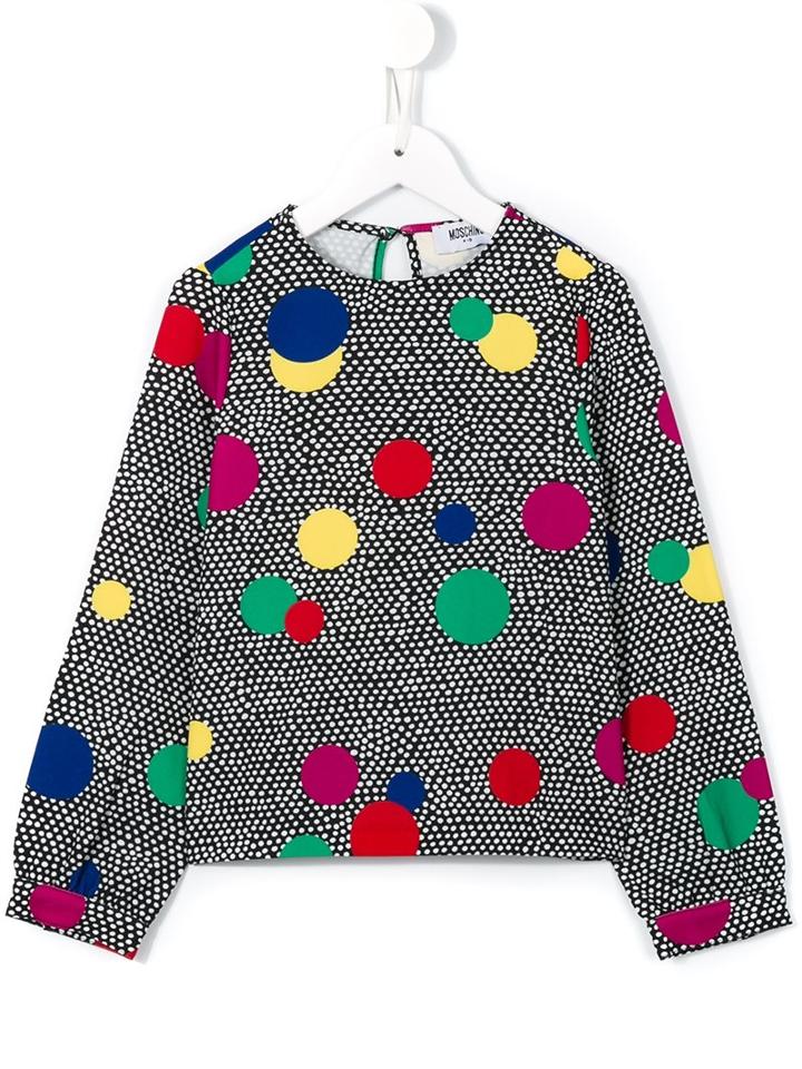 Moschino Kids Polka Dot Print Blouse, Girl's, Size: 10 Yrs, Black