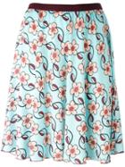 I'm Isola Marras Floral Print Flared Skirt, Women's, Size: 44, Blue, Polyester/spandex/elastane