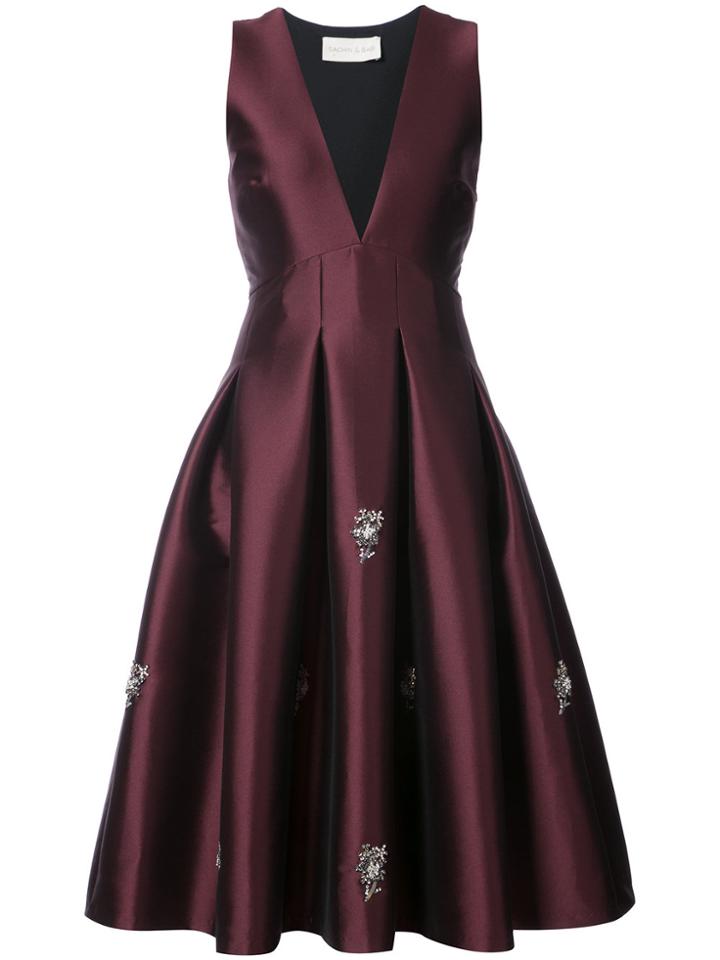 Sachin & Babi Kerala Embellished Satin Dress - Red