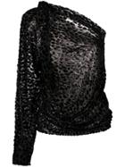 Alexandre Vauthier One-shoulder Sleeved Sheer Dress - Black