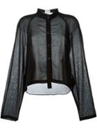 Lost & Found Rooms Semi Sheer Cropped Button Down Shirt