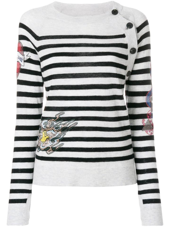 Zadig & Voltaire Reglis Striped Embellished Top - Blue