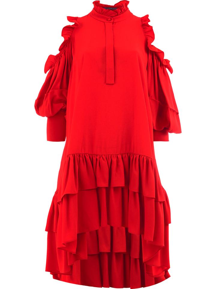 Alexander Mcqueen Cut-out Shoulder Dress - Red
