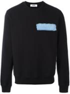 Msgm Crew Neck Sweatshirt, Men's, Size: Large, Black, Cotton