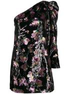 Self-portrait Midnight Bloom One-shoulder Dress - Black