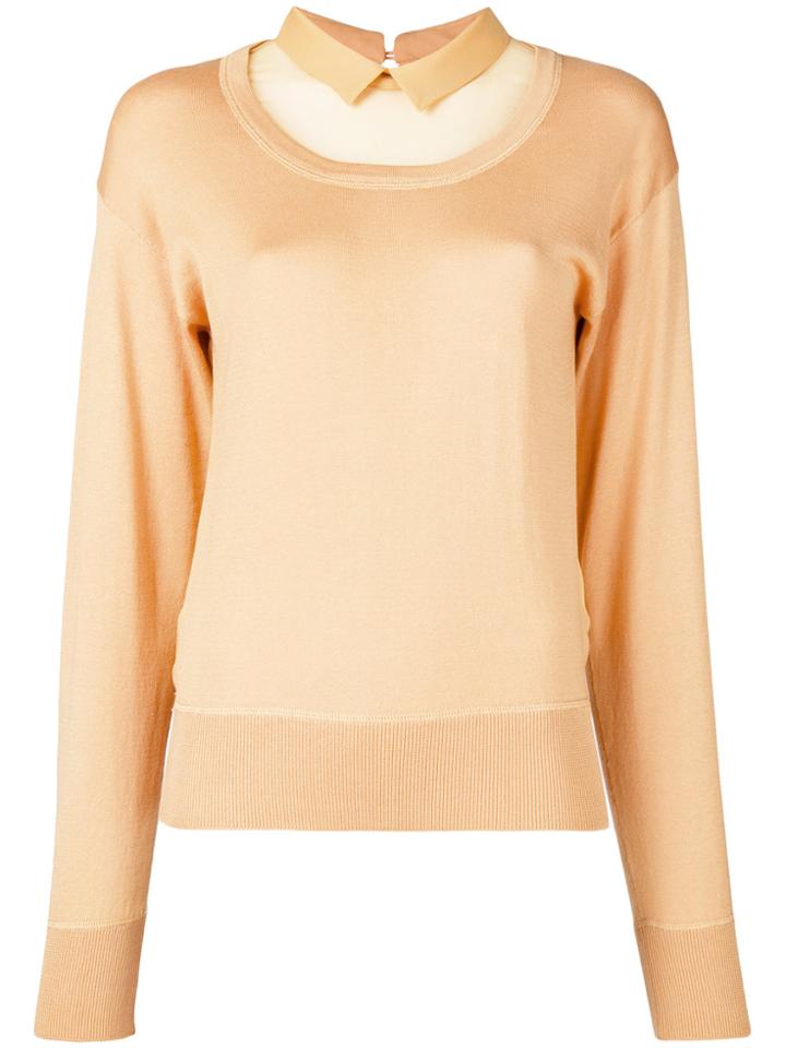 No21 Sheer Panel Sweatshirt - Yellow & Orange