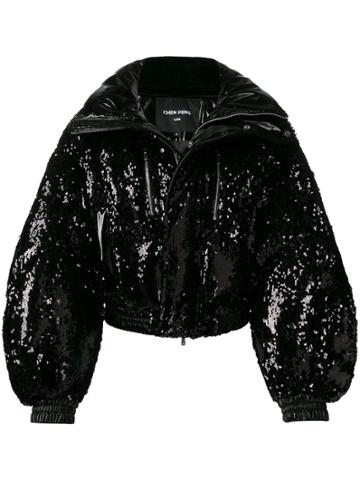 Chen Peng Sequin Puffer Jacket - Black