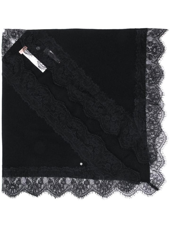 Twin-set Lace Detail Scarf - Black