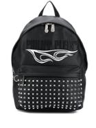 Philipp Plein Logo Embroidered Studded Backpack - Black