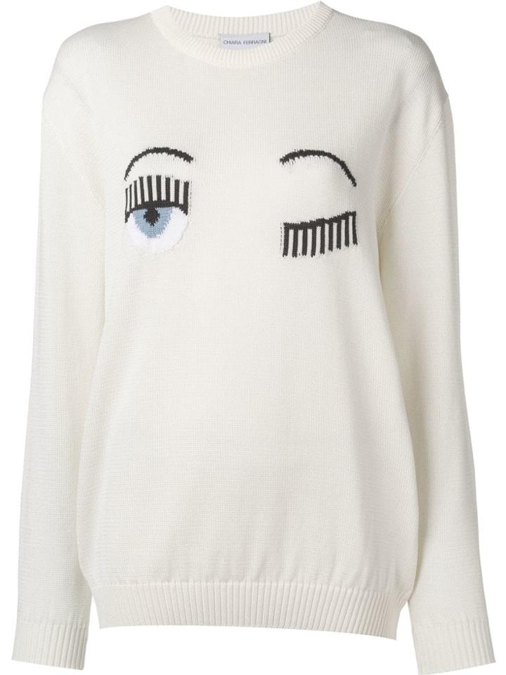 Chiara Ferragni Knitted Crew Neck Sweater - White