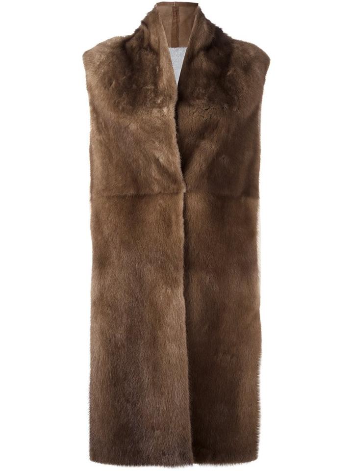 Liska Cashmere Sleeveless Coat, Women's, Size: Large, Brown, Mink Fur/cashmere