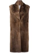 Liska Cashmere Sleeveless Coat, Women's, Size: Large, Brown, Mink Fur/cashmere