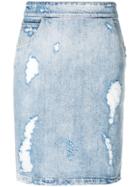 Iro Distressed Denim Skirt - Blue