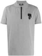 Karl Lagerfeld Half Zip Polo Top - Grey