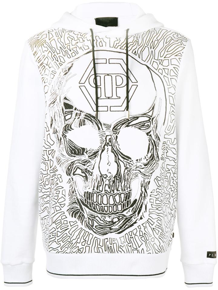 Philipp Plein Skull Embroidered Hoody - White