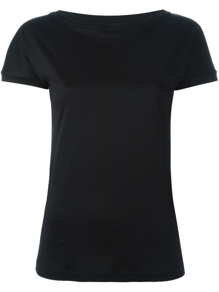 Eleventy Boat Neck T-shirt, Women's, Size: Small, Black, Cotton