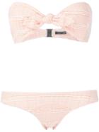 Lisa Marie Fernandez Poppy Seersucker Striped Bikini, Women's, Size: 2, Yellow/orange, Nylon/polyester/spandex/elastane