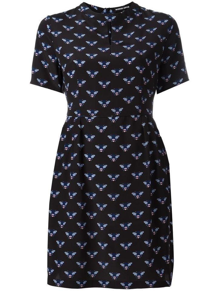 Markus Lupfer Bumble Bee Print Dress, Women's, Size: Small, Black, Silk