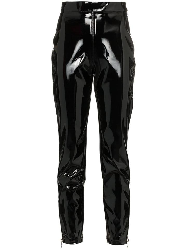 Balmain Black High Waisted Skinny Vinyl Trousers