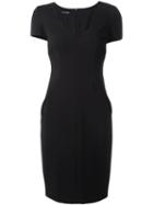 Emporio Armani Piquet Fitted Dress, Women's, Size: 38, Black, Polyamide/polyester/spandex/elastane/viscose