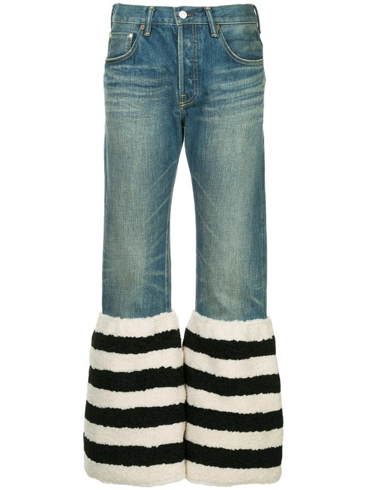 Tu Es Mon Trésor Contrast Flared Jeans - Blue