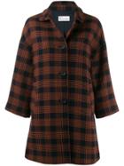 Red Valentino Checked Pussy Bow Coat - Blue