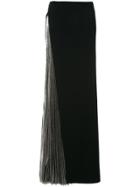 Mugler Pleated Lamé Column Skirt - Black