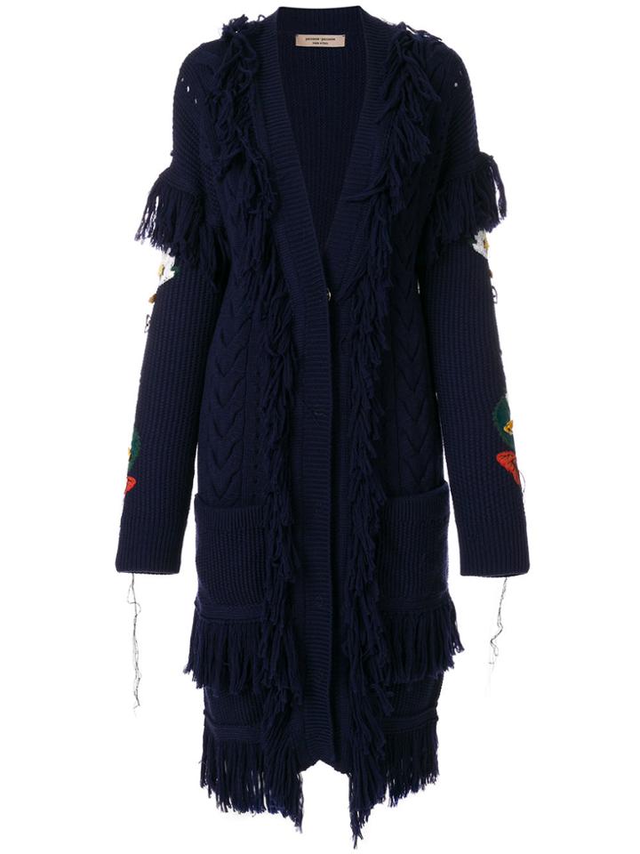 Piccione. Piccione Fringe Trim Cardigan - Blue