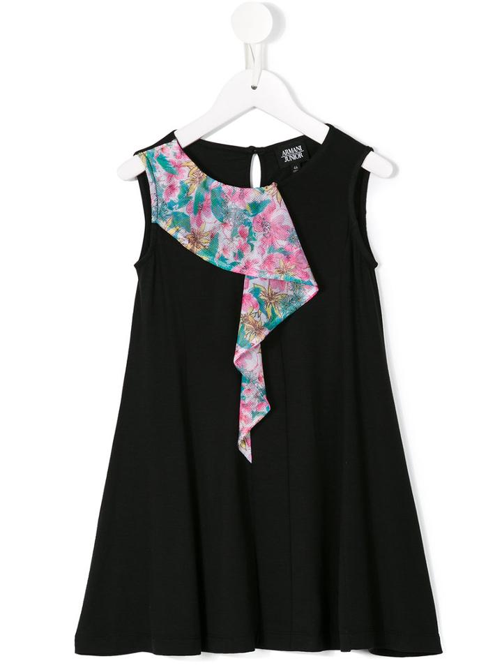 Armani Junior Floral Print Ruffle Dress, Girl's, Size: 10 Yrs, Black