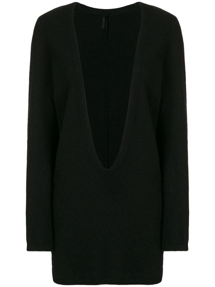 Unravel Project Deep V-neck Knitted Dress - Black