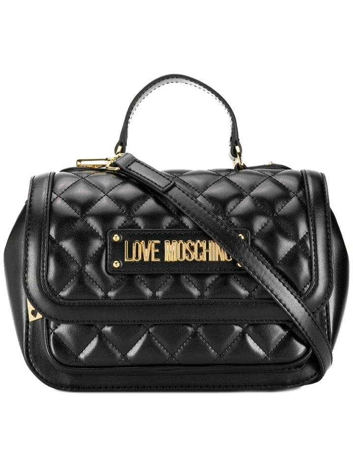 Love Moschino Quilted Logo Plaque Tote Bag - Black
