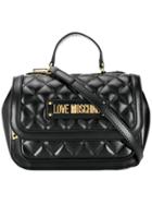 Love Moschino Quilted Logo Plaque Tote Bag - Black
