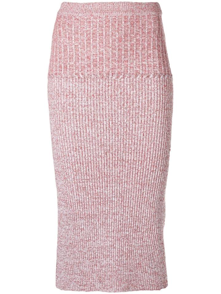 Victoria Beckham Rib Change Pencil Skirt - Red