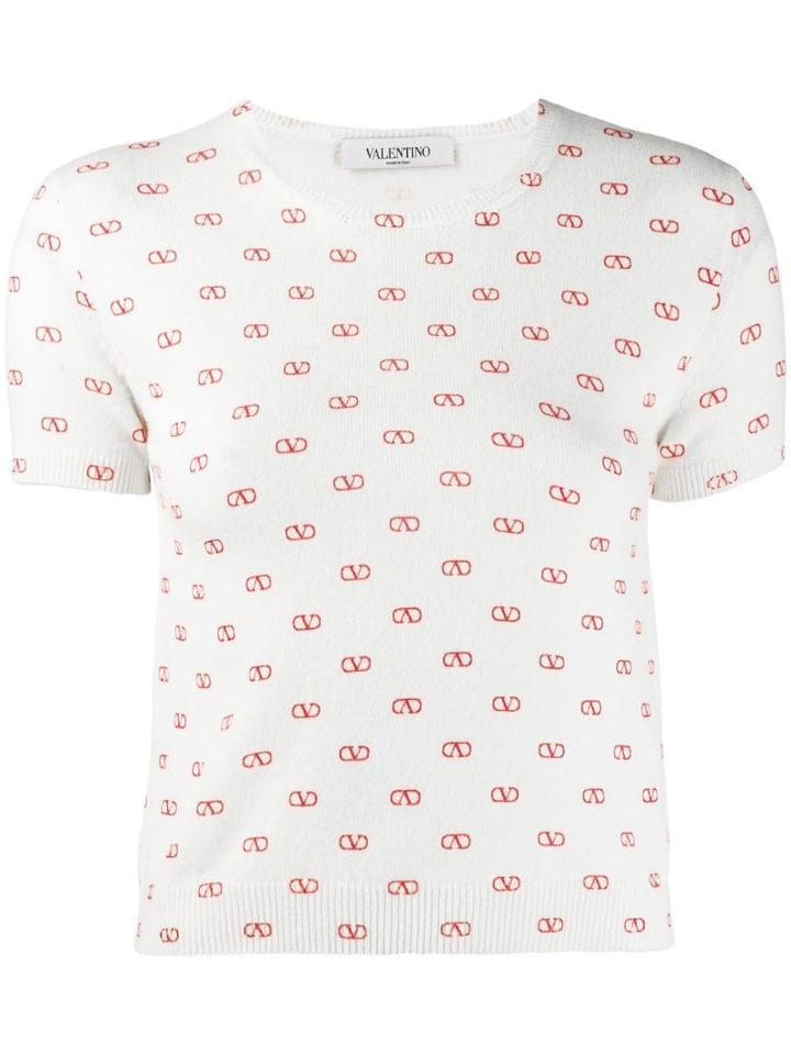 Valentino Vlogo Print Top - Neutrals