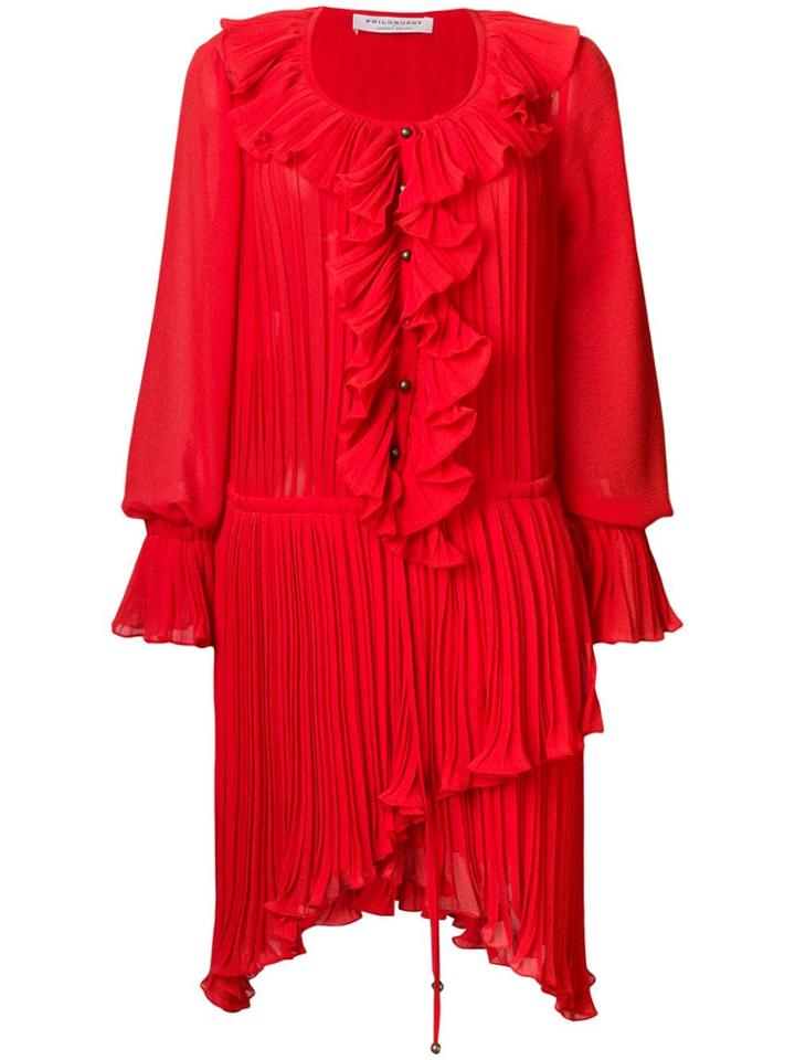 Philosophy Di Lorenzo Serafini Asymmetric Pleated Dress - Red