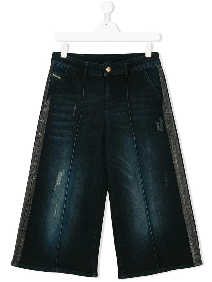 Diesel Kids Wide-leg Glitter Trim Jeans - Blue