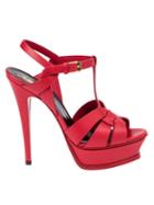 Saint Laurent Tribute Sandals, Women's, Size: 39, Red, Calf Leather/brass