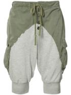 Greg Lauren Jersey And Shell Shorts, Men's, Size: 4, Green, Cotton