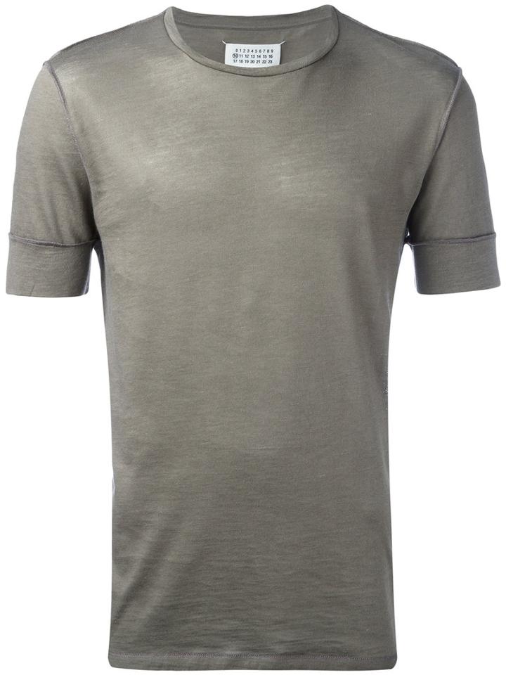 Maison Margiela Exposed Seam T-shirt, Men's, Size: 48, Green, Cotton/ramie