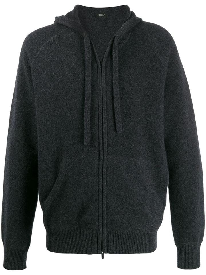 Z Zegna Cashmere Zip-up Hoody - Grey