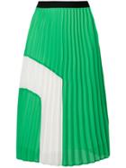 Essentiel Antwerp Contrast Stripe Print Pleated Skirt - Green