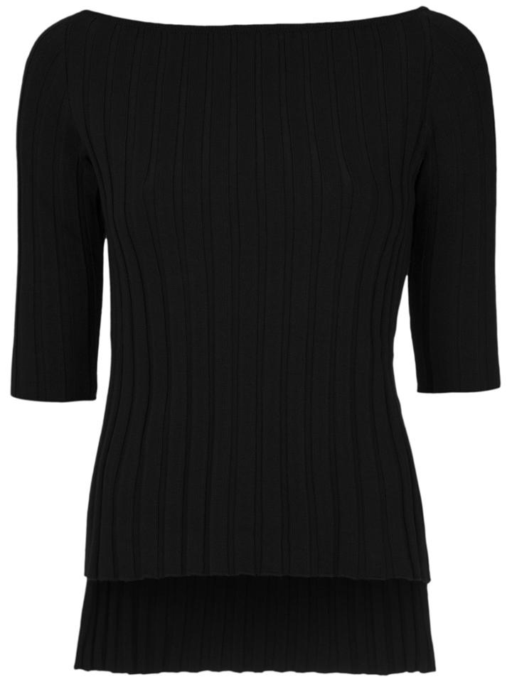 Gloria Coelho Ribbed Knit Blouse - Black