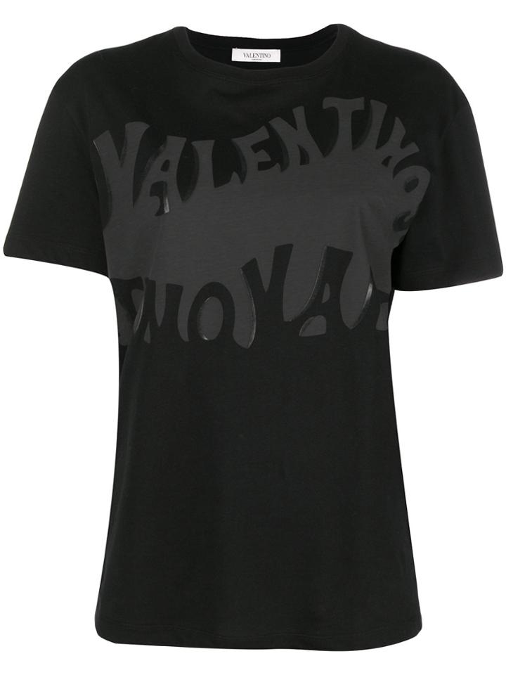 Valentino Logo Printed T-shirt - Black