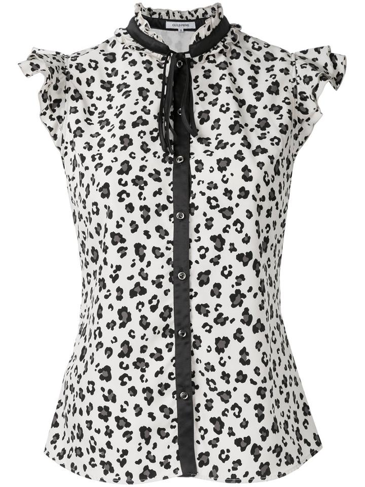 Guild Prime - Leopard Print Sleeveless Shirt - Women - Polyester - 34, White, Polyester