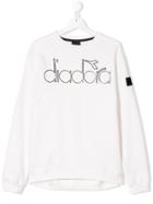 Diadora Junior Teen Logo Printed Sweatshirt - White