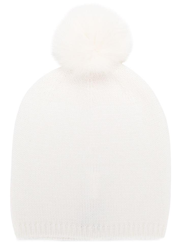 Max Mara Pom Pom Knitted Hat - White