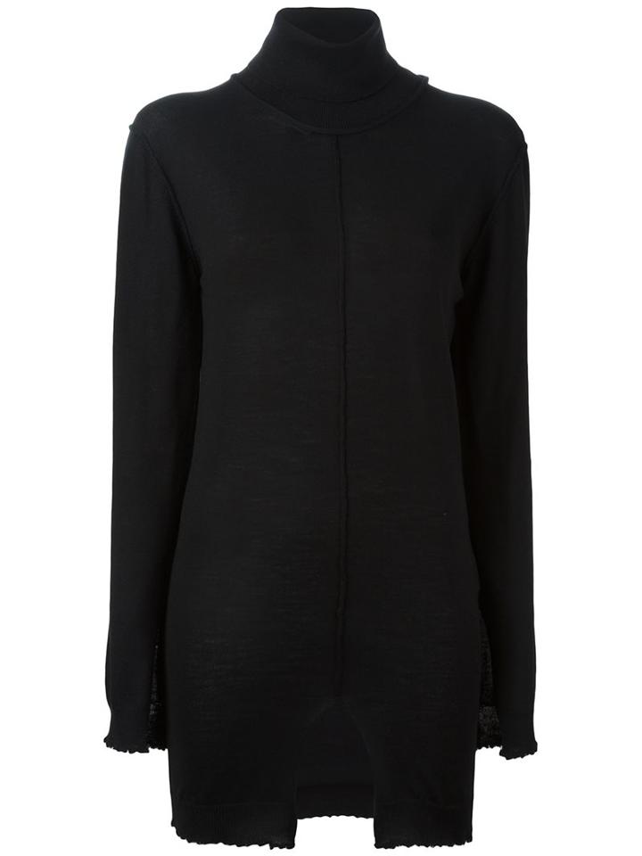 Damir Doma Slit Seam Turtle Neck Jumper, Women's, Size: Small, Black, Virgin Wool