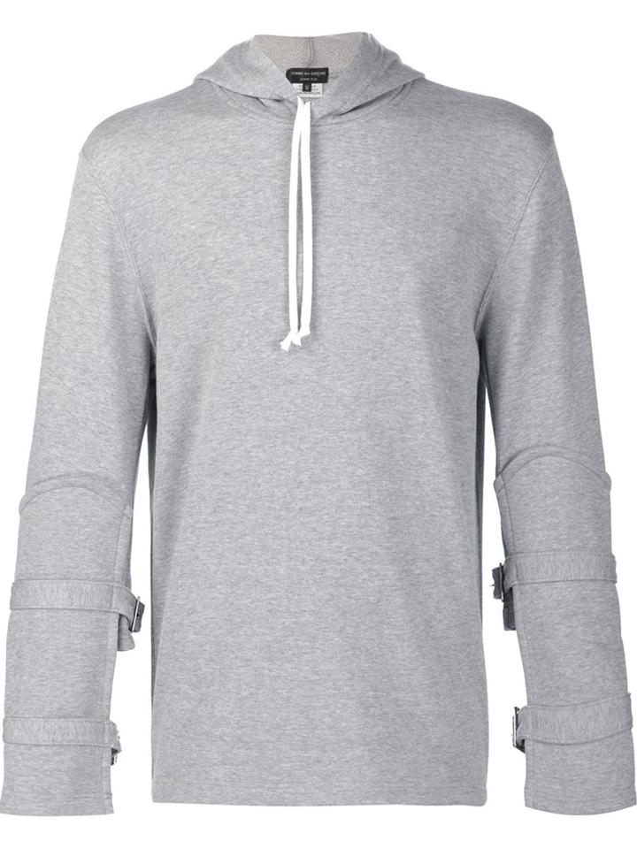 Comme Des Garçons Homme Plus Buckled Sleeve Hoodie, Men's, Size: Small, Grey, Cotton