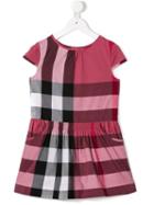 Burberry Kids Cap Sleeve Check Dress, Girl's, Size: 6 Yrs, Pink/purple
