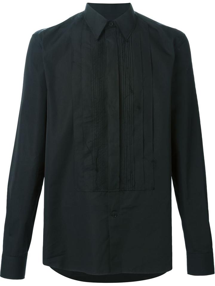 Givenchy Pleated Bib Shirt, Men's, Size: 43, Black, Cotton